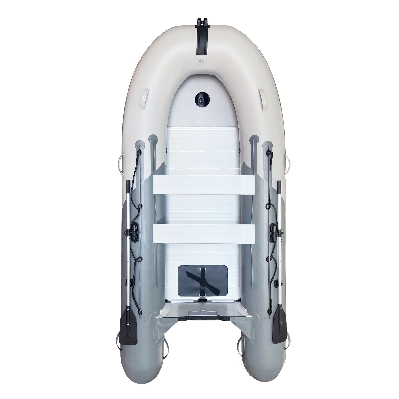 Wkersiy 360cm Inflatable Boat (Grey) - 0.9mm PVC Heavy Duty Fishing Boat with Aluminum Floor - 4 Adults + 1 Child