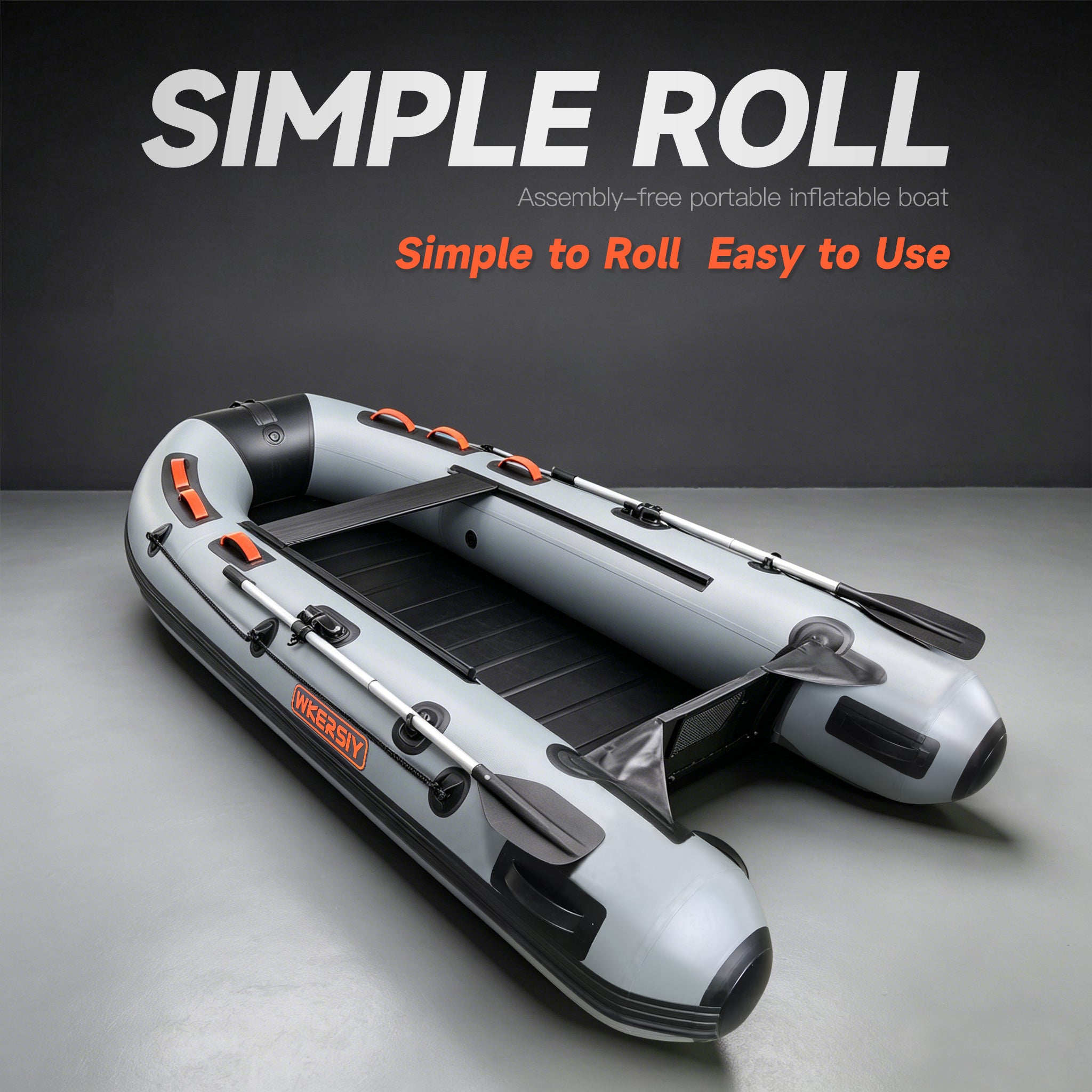 Wkersiy 330cm Inflatable Boat - 10'10" Carbon Fiber Bottom Plate Assembly-Free Portable Fishing Dinghy