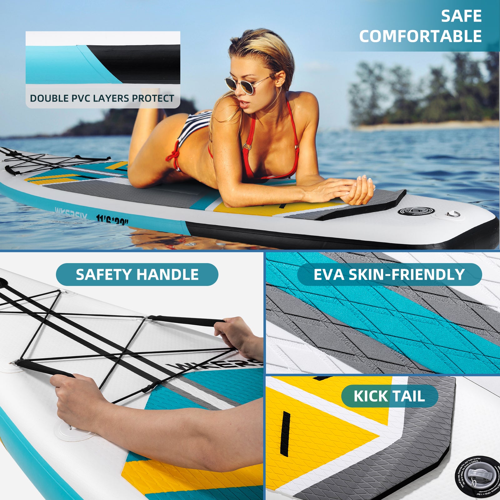 11ft6in Cyan SUP with Camera Mount | Extra-Length Comfort