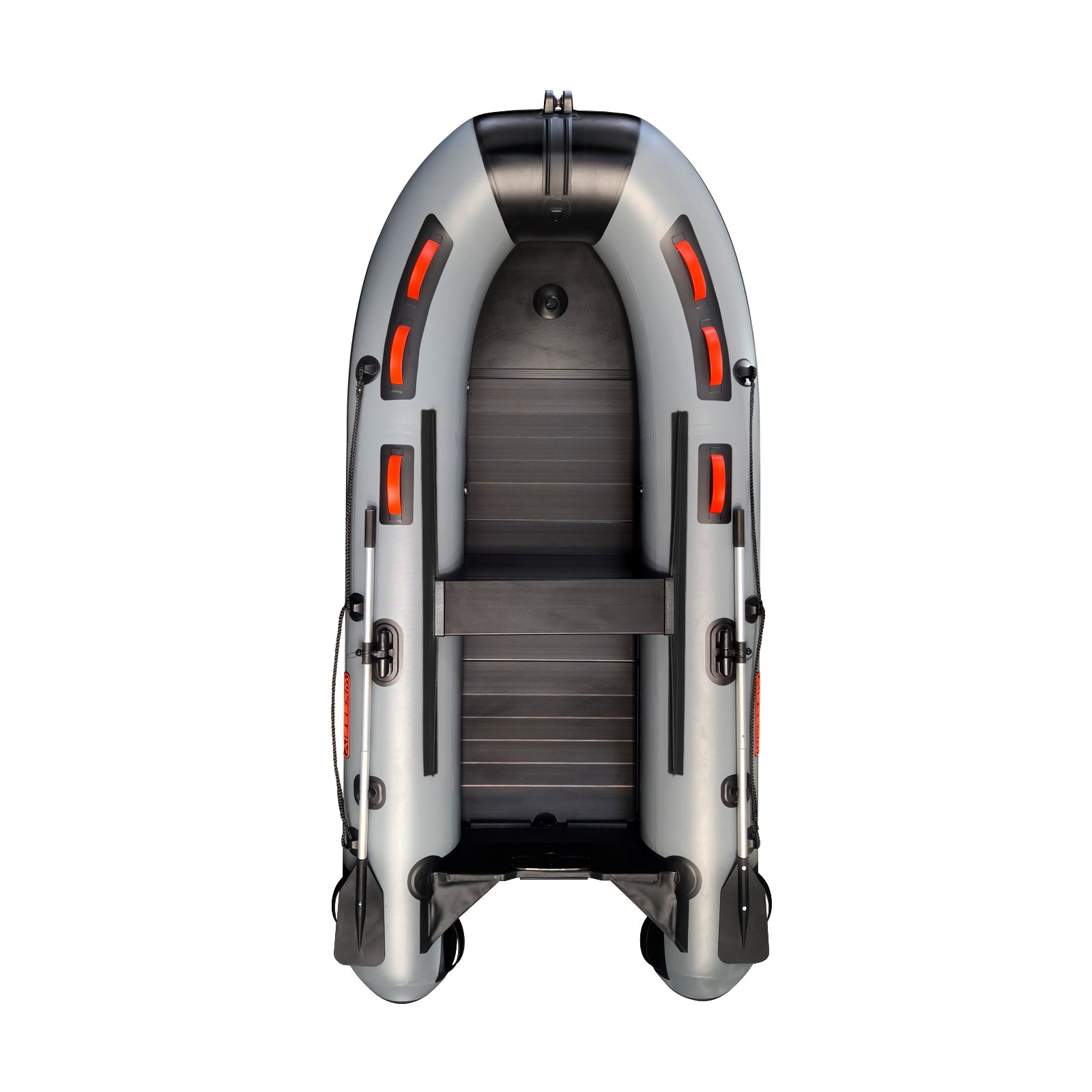 Wkersiy 330cm Inflatable Boat (Classic Grey) - 10'10" Heavy Duty PVC Fishing Boat with Aluminum Floor - 4 Adults + 1 Child - CE Certified