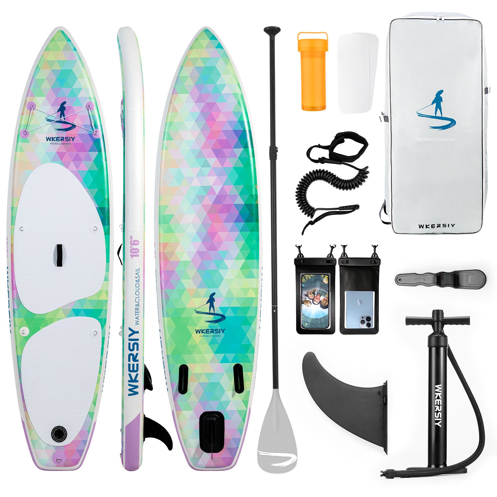 10ft6in Vibrant Rainbow Inflatable SUP Package | Dual-Sided